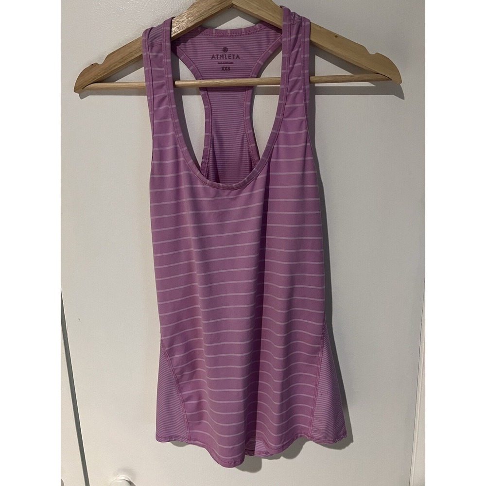 ATHLETA Chi Varied Stripe Athletic Tank Top Light Purple Size XXS